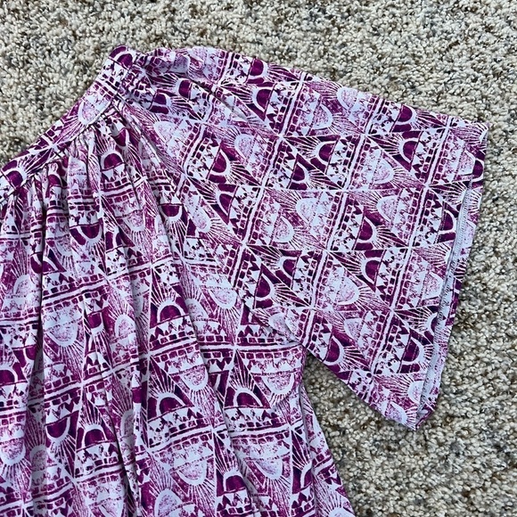 2/$30Free People Boho Top- one shoulder- sleeveless- pink and purple print - Picture 5 of 10